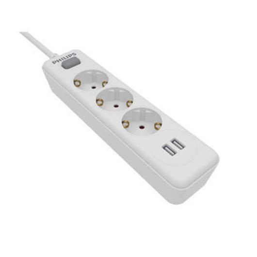 Multiprise Philips SPN3032WA/10 3 Prises 2 USB-A Interrupteur Sécurité