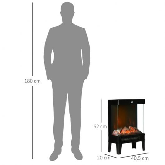 Homcom Chimenea Eléctrica con Llama LED 2000W Negra