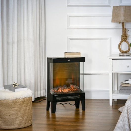 Homcom Chimenea Eléctrica con Llama LED 2000W Negra
