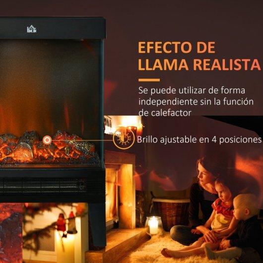 Homcom Chimenea Eléctrica con Llama LED 2000W Negra