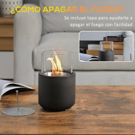 Homcom Chimenea Bioetanol Sobremesa Capacidad 0.4L Combustión 2.5h 12x12x19cm