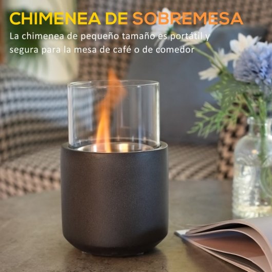 Homcom Chimenea Bioetanol Sobremesa Capacidad 0.4L Combustión 2.5h 12x12x19cm