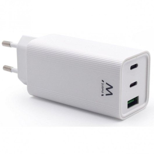 Carregador Ewent EW1323 USB-C/USB-A 65W GaN Quick Charge 3.0 Compacto