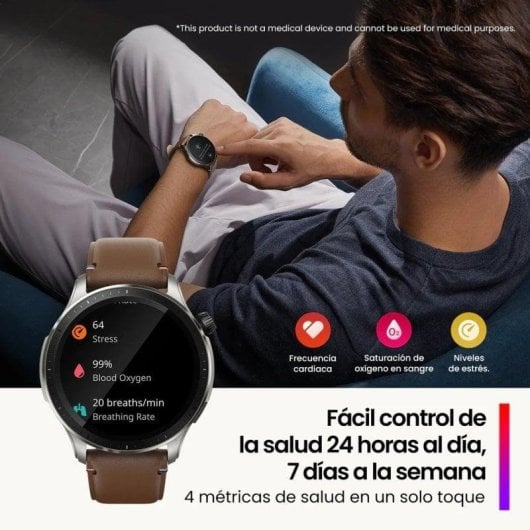 Amazfit GTR 4 Bluetooth GPS 46mm AMOLED Gris Taille Unique Étanche 5ATM SpO2