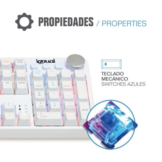 Tastiera da gioco meccanica Iggual Pearl Switch RGB Outemu Blu