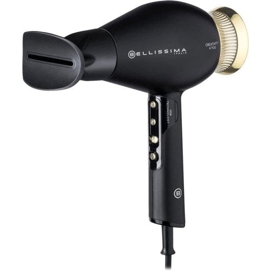 Professioneller Föhn Bellissima Creativity 4 You 1800W 3 Temperaturstufen 2 Geschwindigkeiten mit Zubehör Ionen-Technologie Schwarz-Gold