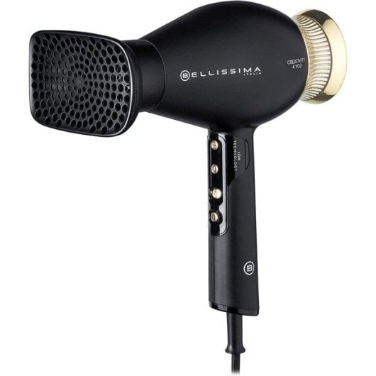 Professioneller Föhn Bellissima Creativity 4 You 1800W 3 Temperaturstufen 2 Geschwindigkeiten mit Zubehör Ionen-Technologie Schwarz-Gold