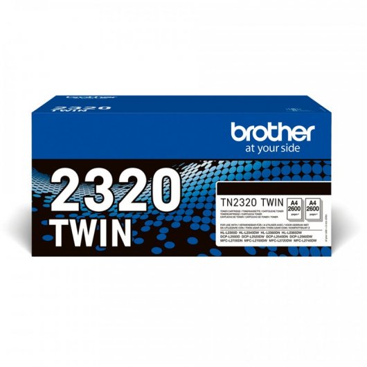 Pacote de toner preto Brother TN2320TWIN original com 2 unidades