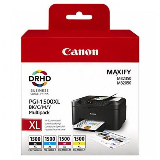 Canon PGI-1500XL BK/C/M/Y cartuccia d'inchiostro Originale Resa elevata (XL) Nero, Ciano, Magenta, Giallo