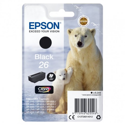 Cartucho de tinta preto original Epson 26