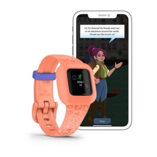 Pulsera de actividad Garmin vívofit jr. 3 Peach Leopard Sumergible/Batería 1 año/Pantalla color