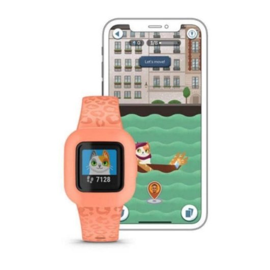 Pulsera de actividad Garmin vívofit jr. 3 Peach Leopard Sumergible/Batería 1 año/Pantalla color