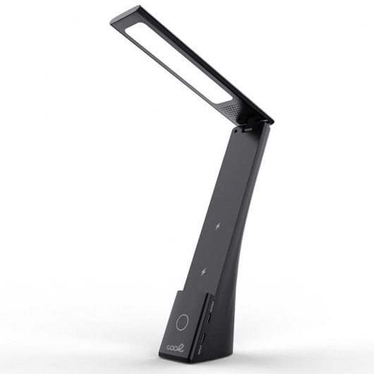 Coole kompakte LED-Lampe mit kabelloser Qi-Ladestation, Schwarz