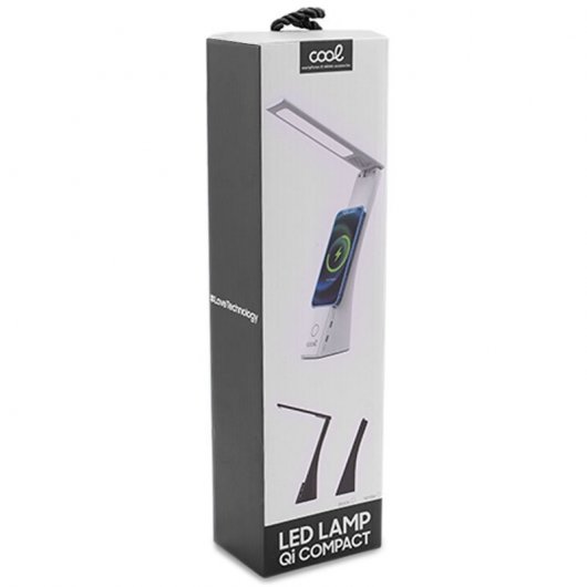 Coole kompakte LED-Lampe mit kabelloser Qi-Ladestation, Schwarz