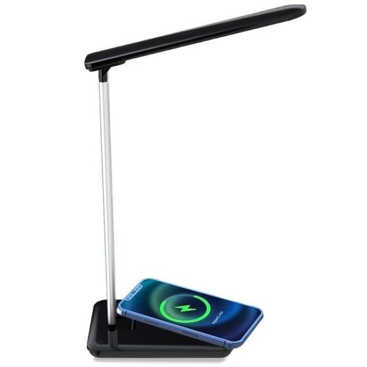 Lâmpada LED Cool Fold com Base de Carga Sem Fios Qi Preto