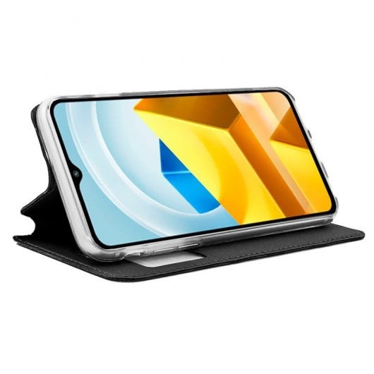 Cool Funda Flip Cover Liso Negra para Xiaomi Poco M5