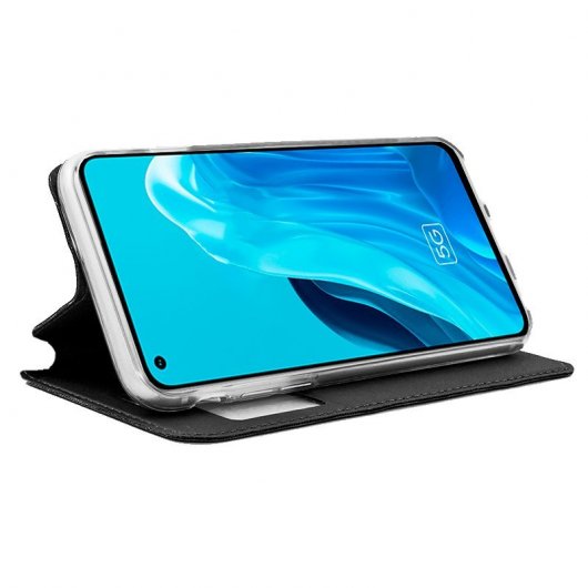 Cool Funda Flip Cover Liso Negra para Oppo Reno 8 Lite 5G