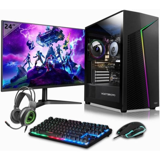 VolttierPC PC Gaming Completo AMD Ryzen 3 3200G/16GB/500GB SSD + Monitor 24" + Teclado/Ratón