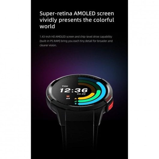 Mibro Watch GS Bluetooth GPS 46,5mm AMOLED Noir Autonomie 24j 5ATM SpO2 Pulsomètre