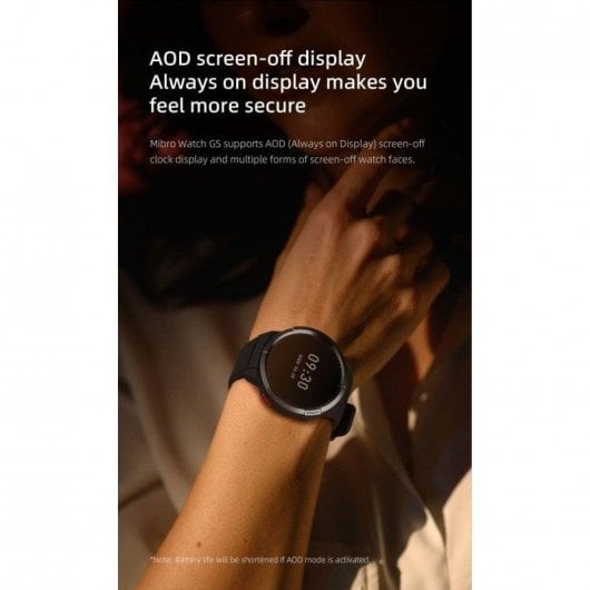 Mibro Watch GS Bluetooth GPS 46,5mm AMOLED Noir Autonomie 24j 5ATM SpO2 Pulsomètre