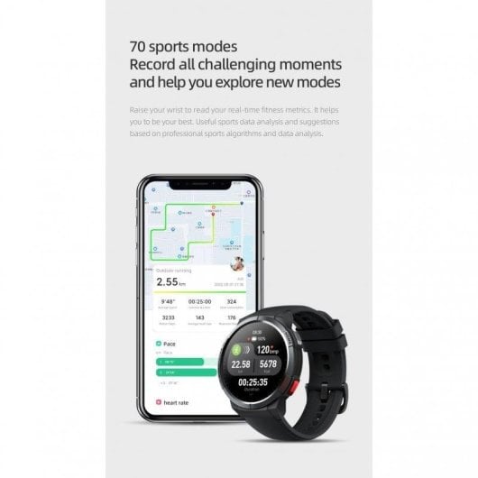 Mibro Watch GS Bluetooth GPS 46,5mm AMOLED Noir Autonomie 24j 5ATM SpO2 Pulsomètre