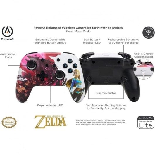 Gamepad PowerA 1522654-01 Zelda Blood Moon Wireless Bluetooth USB Type-C Multicolor