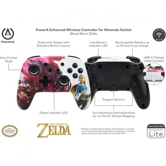 Alimentez une manette sans fil améliorée Zelda Blood Moon Edition pour Nintendo Switch