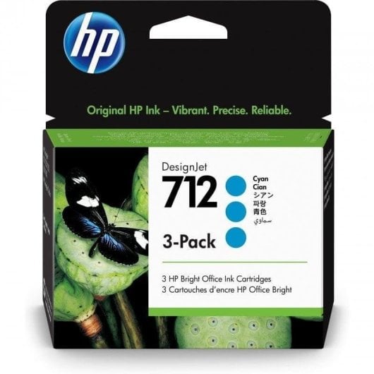 Cartouche d'encre HP 712 DesignJet Pack 3 Cyan
