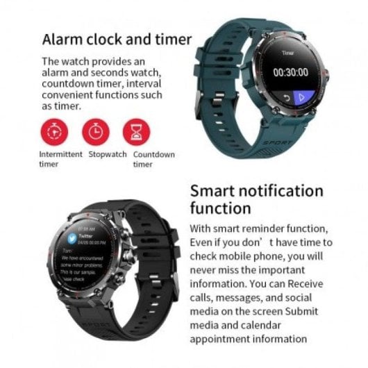 DCU Tecnologic Smartwatch GPS Bluetooth 50mm AMOLED Grün S/M M/L IP68 SpO2 Herzfrequenz Schlaf
