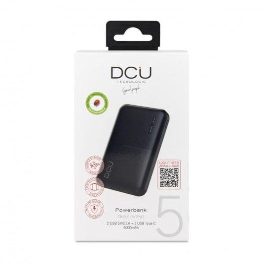 Batería externa DCU Tecnologic 34155000 5000 mAh triple puerto USB-C y USB