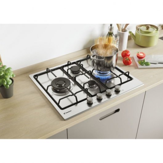 Candy Idea CHW6D4WX Stainless steel Da incasso 60 cm Gas 4 Fornello(i)