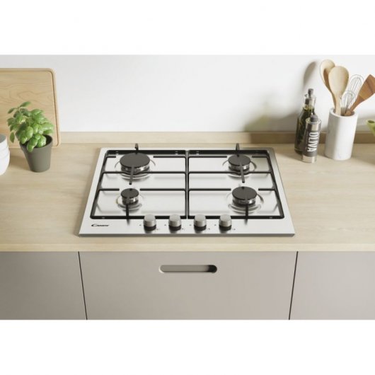 Candy CHW6BRX Placa de Gas 4 Zonas 60cm Acero Inoxidable