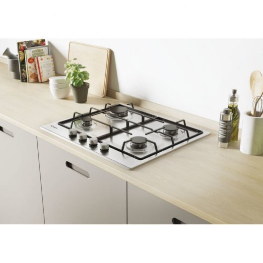 Candy CHW6BRX Placa de Gas 4 Zonas 60cm Acero Inoxidable