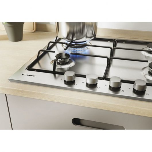 Candy CHW6BRX Placa de Gas 4 Zonas 60cm Acero Inoxidable