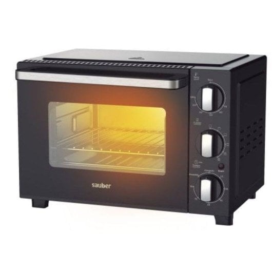 Horno eléctrico Sauber Serie 3-1400 20L Negro con convección y doble cristal