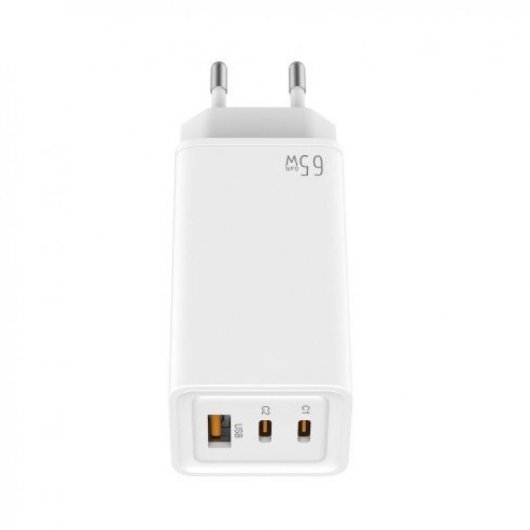 Leotec Cargador de Pared Gan 2xUSB-C PD/USB 2.0 65W Blanco