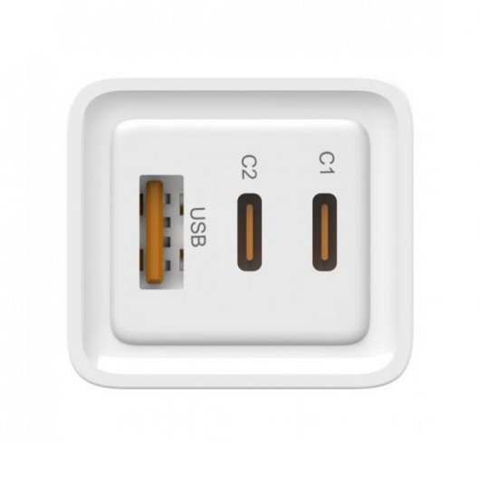 Caricabatterie da muro Leotec Gan 2xUSB-C PD/USB 2.0 65W Bianco