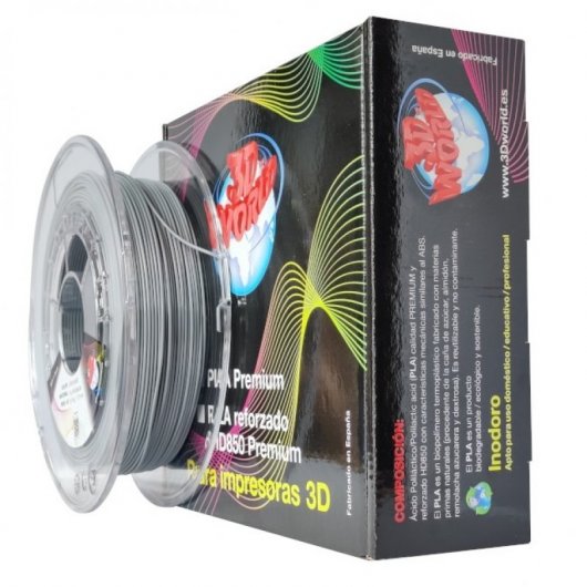 3D World Bobina de Filamento PLA Reforzado 1.75mm 1kg Gris Nube