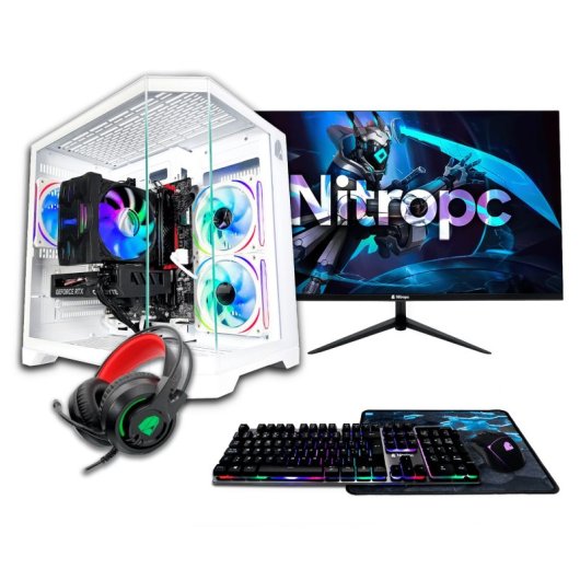 Nitropc Pack Gold Plus Intel i5-14400F/16GB/1TB M2/RX6600/Monitor 24"/Windows 11/WiFi USB