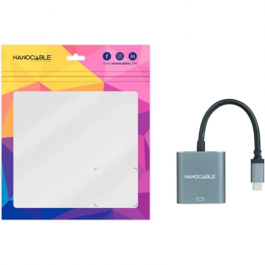 Nanocable Adaptador USB-C 3.1 para VGA Macho/Fêmea 10cm Cinzento
