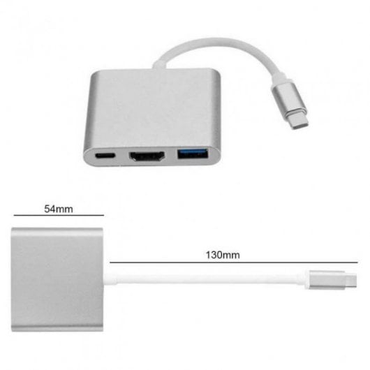 OcioDual USB-C auf USB 3.0/USB-C/HDMI Multiport-Adapterkabel Weiß