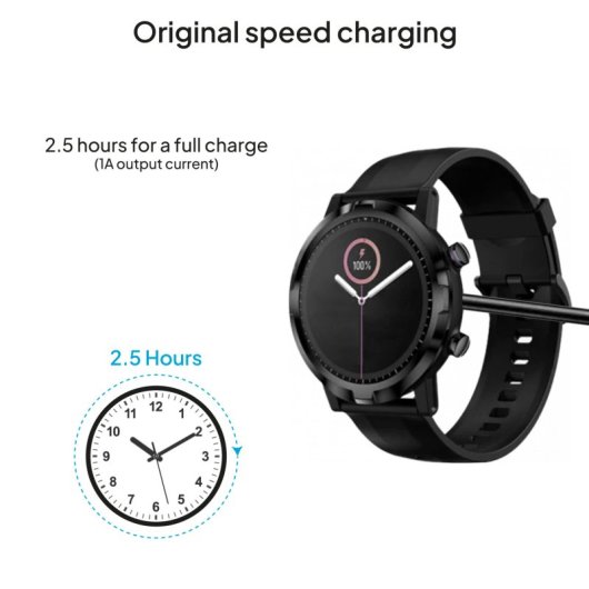 OcioDual Cable de Carga/Datos Magnética USB 2.0 4 Pines 7mm para Smartwatch Negro