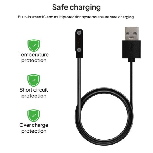 OcioDual Cable de Carga/Datos Magnética USB 2.0 4 Pines 7mm para Smartwatch Negro