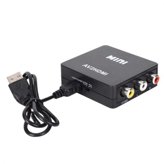 OcioDual AV RCA zu HDTV Signalkonverter Audio Video Adapter Schwarz für TV-Konsolen