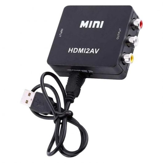 OcioDual HDTV zu AV RCA Signalkonverter Audio Video Konverter Adapter Schwarz
