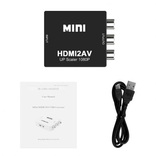 OcioDual HDTV zu AV RCA Signalkonverter Audio Video Konverter Adapter Schwarz