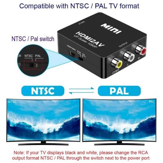 OcioDual HDTV zu AV RCA Signalkonverter Audio Video Konverter Adapter Schwarz