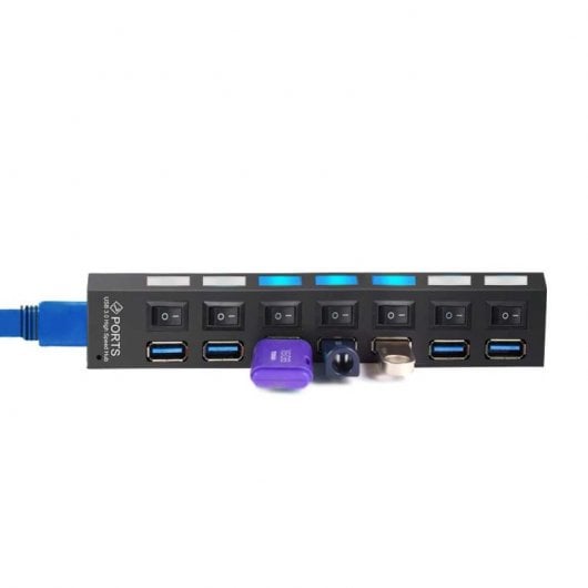 OcioDual 7 porte USB HUB 3.0 Nero con interruttore