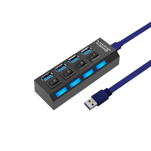 OcioDual HUB USB de 4 Puertos 3.0 Negro con Interruptor