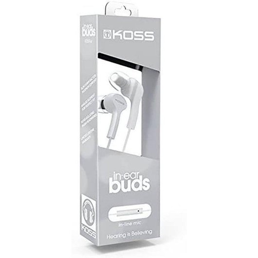 Auriculares Koss KEB9i con cable Jack 3,5 mm para llamadas y música blancos